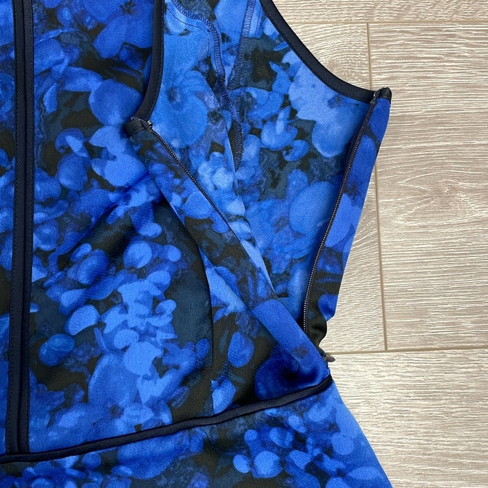 Banana Republic Kristi Black Blue Floral Sleeveless Tie Back Dress Pockets 8 - Picture 14 of 16